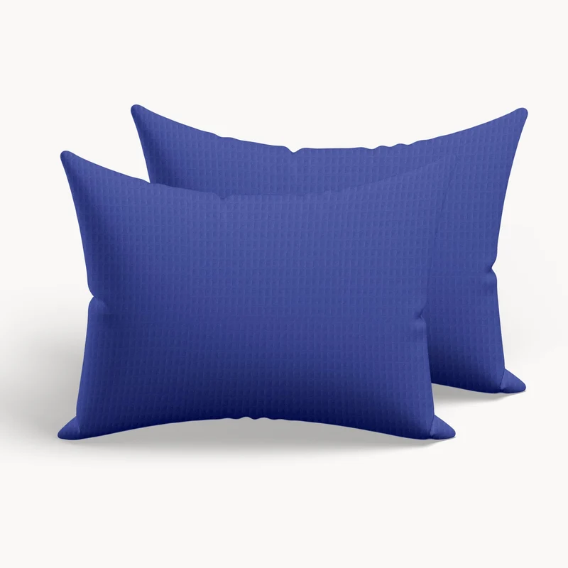 HappyBed Kussensloop | Wafel Pattern Dark Blue | Set van 2 | 100% Katoen
