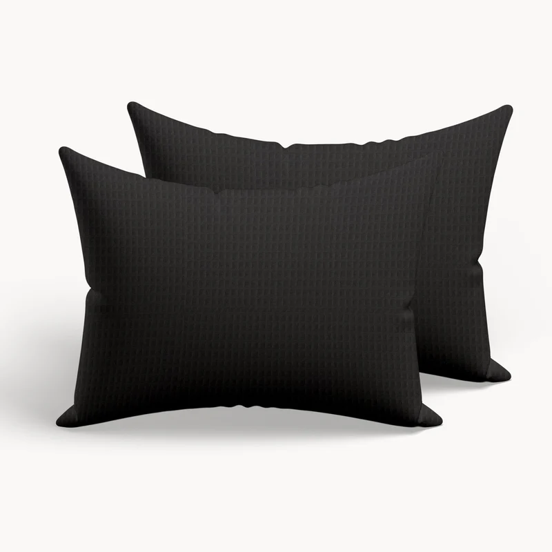 HappyBed Kussensloop | Wafel Pattern Black | Set van 2 | 100% Katoen