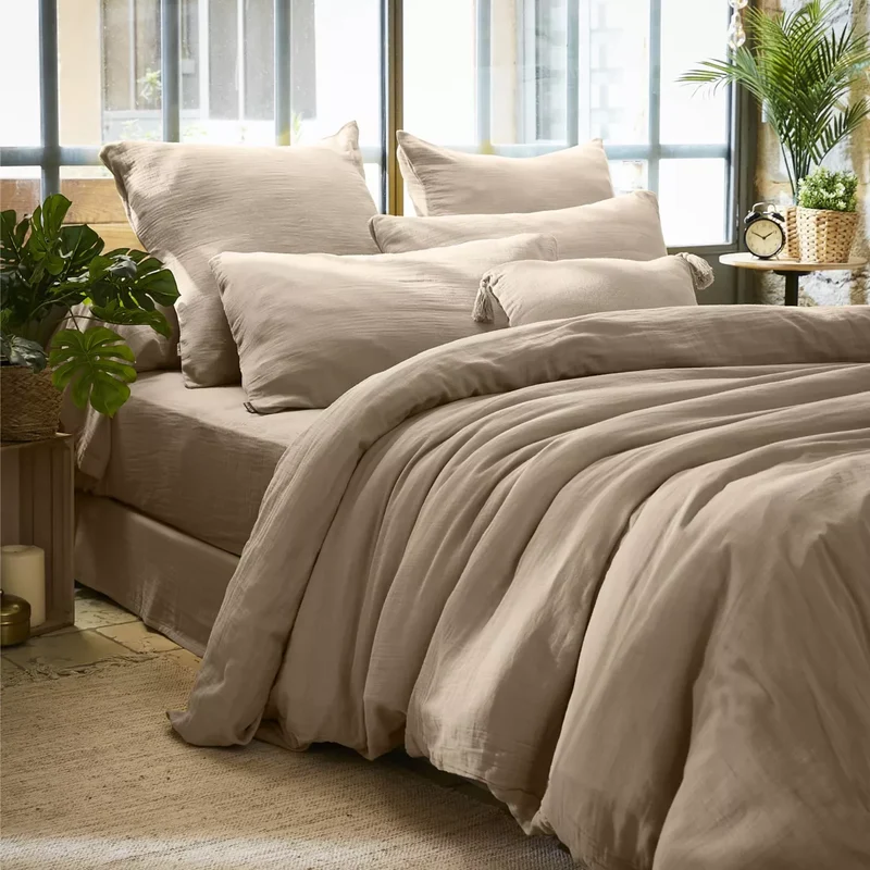 GAIA - Linge de lit gaze de coton Ficelle