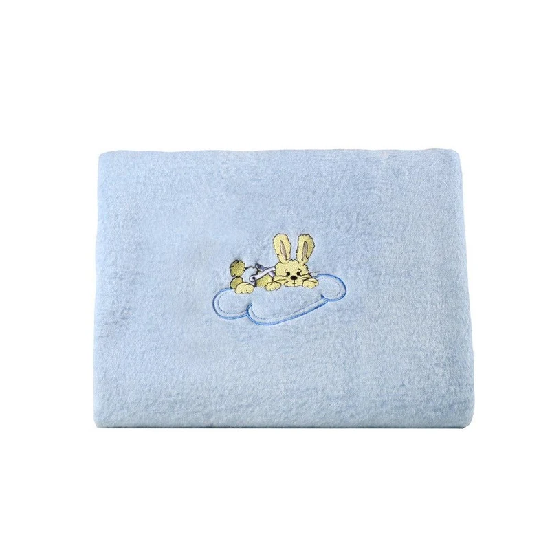 Couverture coton bébé toutes saisons 460g Bleu ciel / 120x150 déclassé - MS317