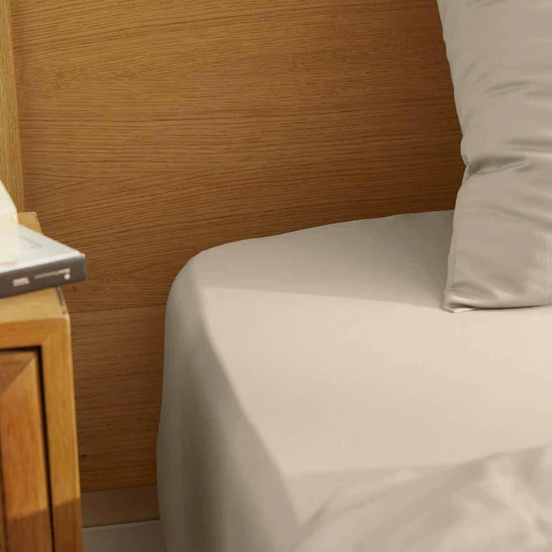 Drap housse satin 100% coton bio Signature Sable / 90X190 déclassé - MS307