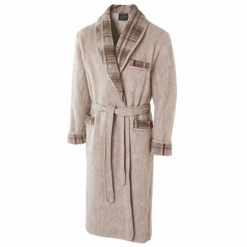 Robe de chambre laine des Pyrénées homme unie col écossais Label Naturel Sahara (10/11) / XL déclassé - MS304