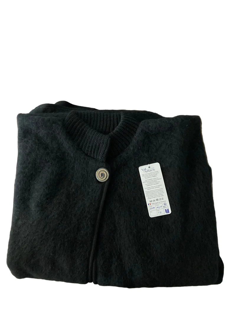 Grand poncho col tricot 100% laine des Pyrénées Noir (10/17) déclassé - MS303