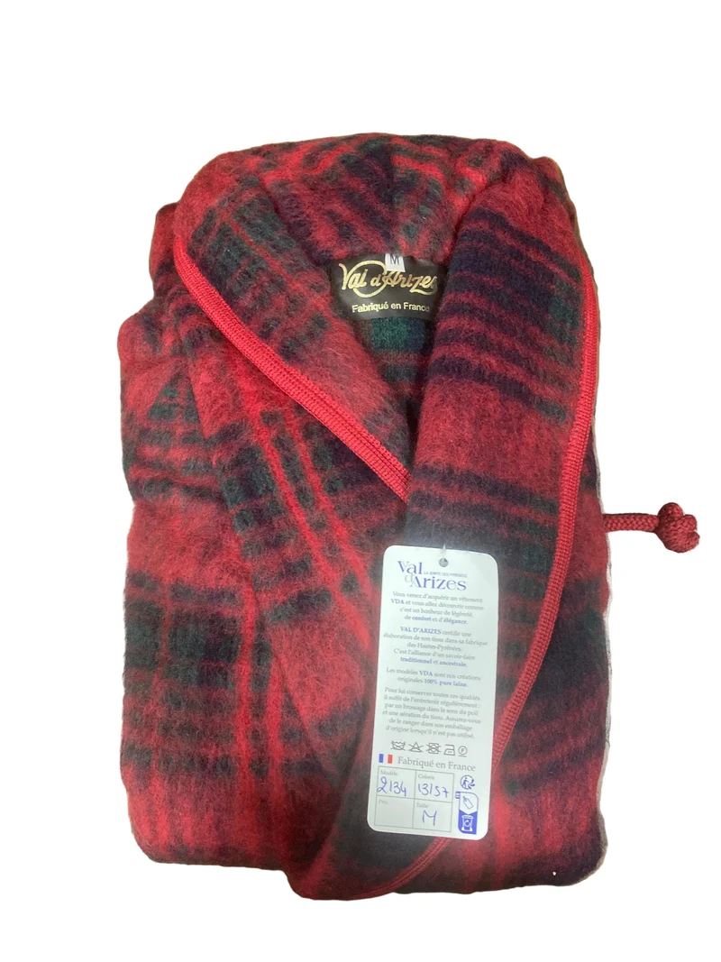 Robe de chambre croisée col chale 7/8 ème Ecossais Rouge (13/57) / M déclassé - MS282