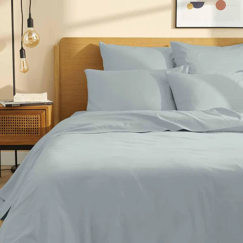 Housse de couette satin pur coton bio Signature Bleu Charron / 240X220 déclassé - MS236