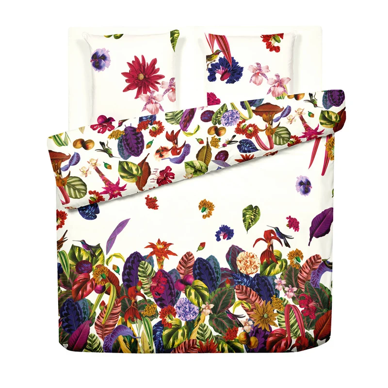 Housse de couette + taie(s) d'oreiller satin de coton - Jardin tropical