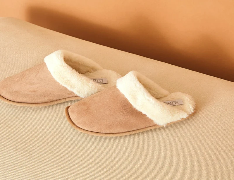 Pantoufle Mule suédine homme noisette