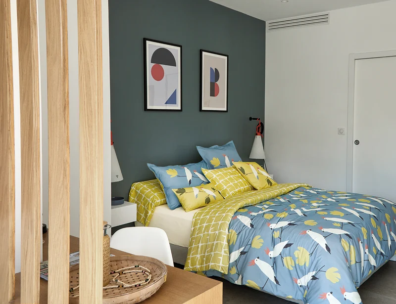 LOVE BIRDS Denim - Percale de coton