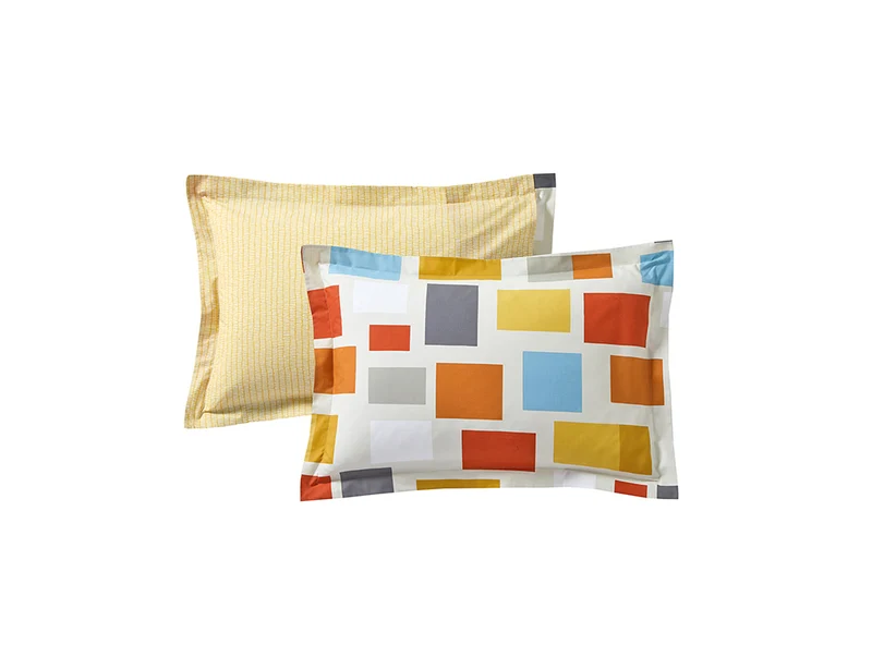 Taie d'oreiller Percale de coton - BLOCKS Ocre