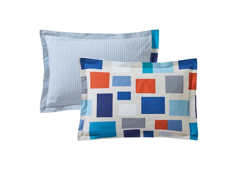 Taie d'oreiller Percale de coton - BLOCKS Celadon