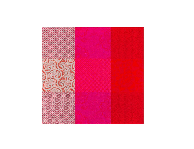 Serviette de table Coton Jacquard - FLEURS DE KYOTO Cerise