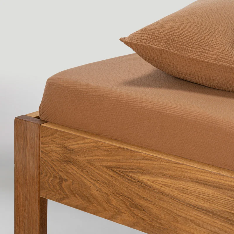 Drap housse en gaze de coton 185g/m² • Noisettes