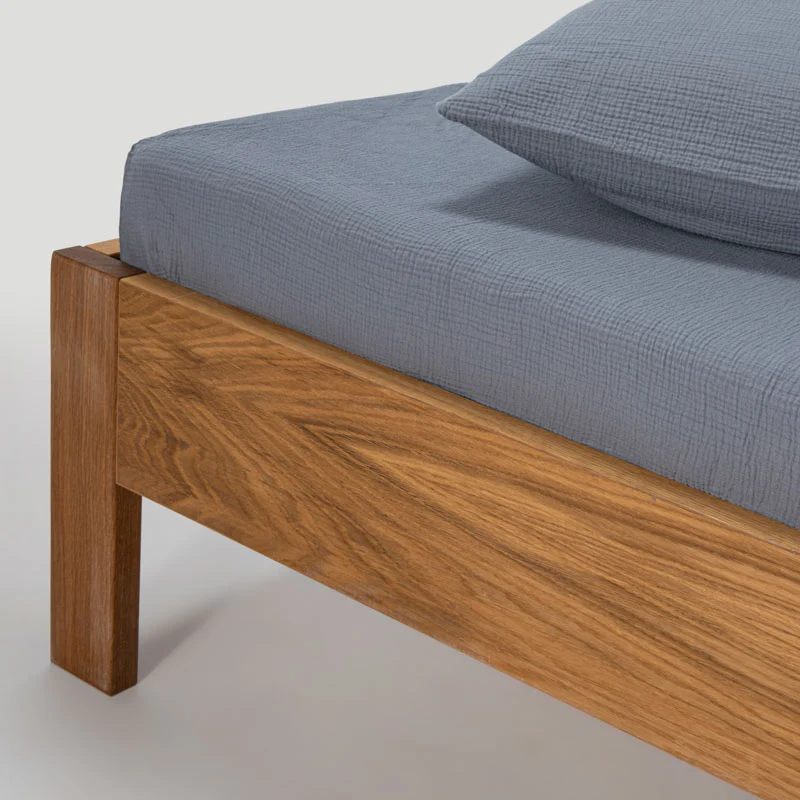 Drap housse en gaze de coton 185g/m² • Bleu givre