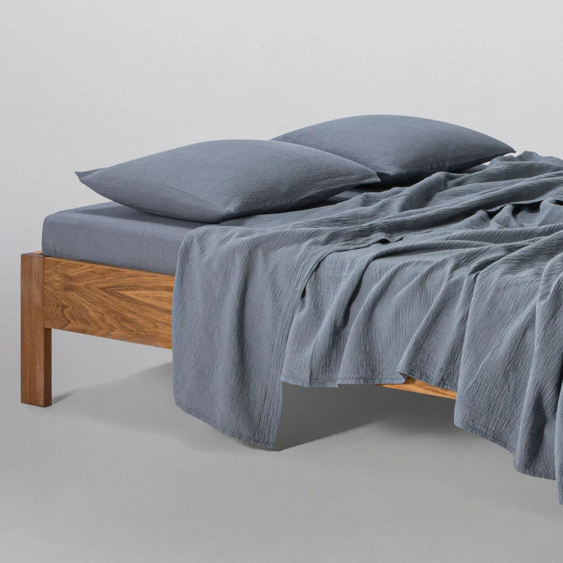2 taies d'oreiller en gaze de coton 185g/m² • Bleu Givre