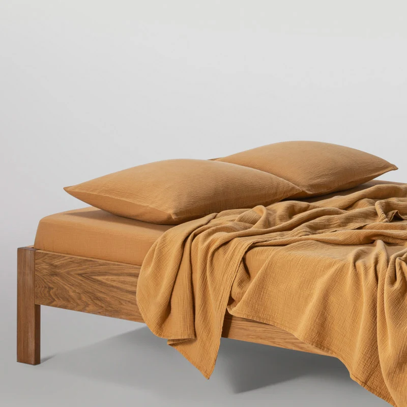 2 taies d'oreiller en gaze de coton 185g/m² • Miel