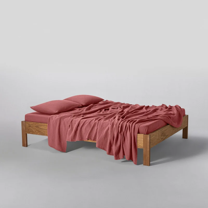 Drap plat en gaze de coton 185g/m² • Rose brique