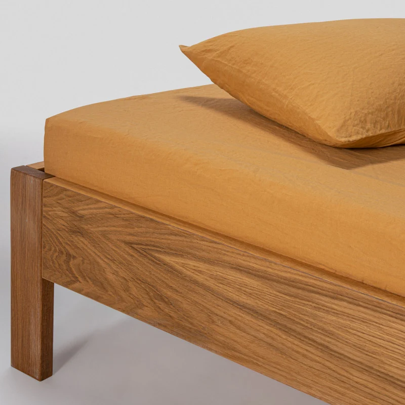Drap housse en lin lavé 190g/m² • Miel