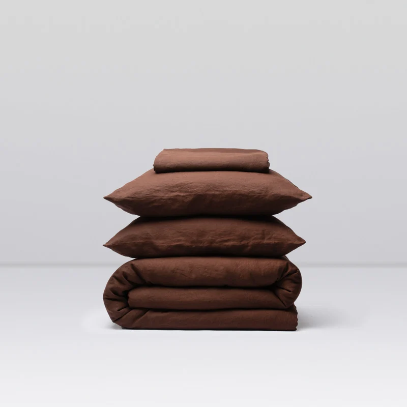 Parure de lit en lin lavé 190g/m² • Cacao
