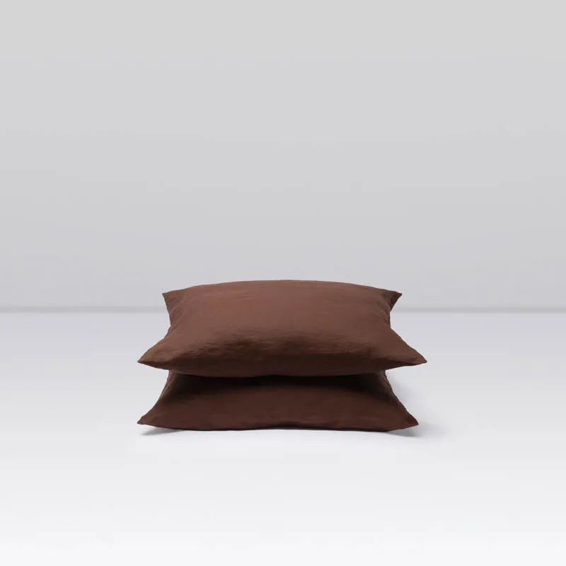 2 taies d'oreiller en lin lavé 190g/m² • Cacao