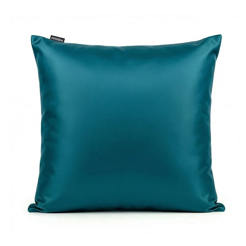 Taie d’oreiller en soie de mûrier 65x65 cm - Bleu Sarcelle Cristallin