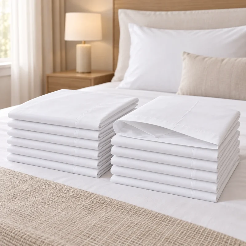 Lot de 12 Taies d’Oreiller Hôtel 180 TC - Gamme Essentiel