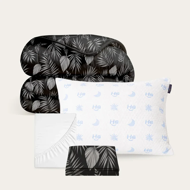 Summer sale bundel | Black Leaves | Wasbaar dekbed