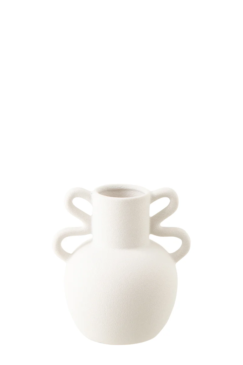 Vase 2 Anses Grès Blanc Small