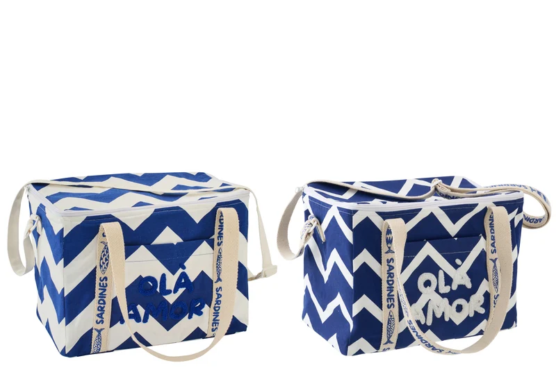 OLA AMOR - Sac repas isotherme coton blanc/bleu