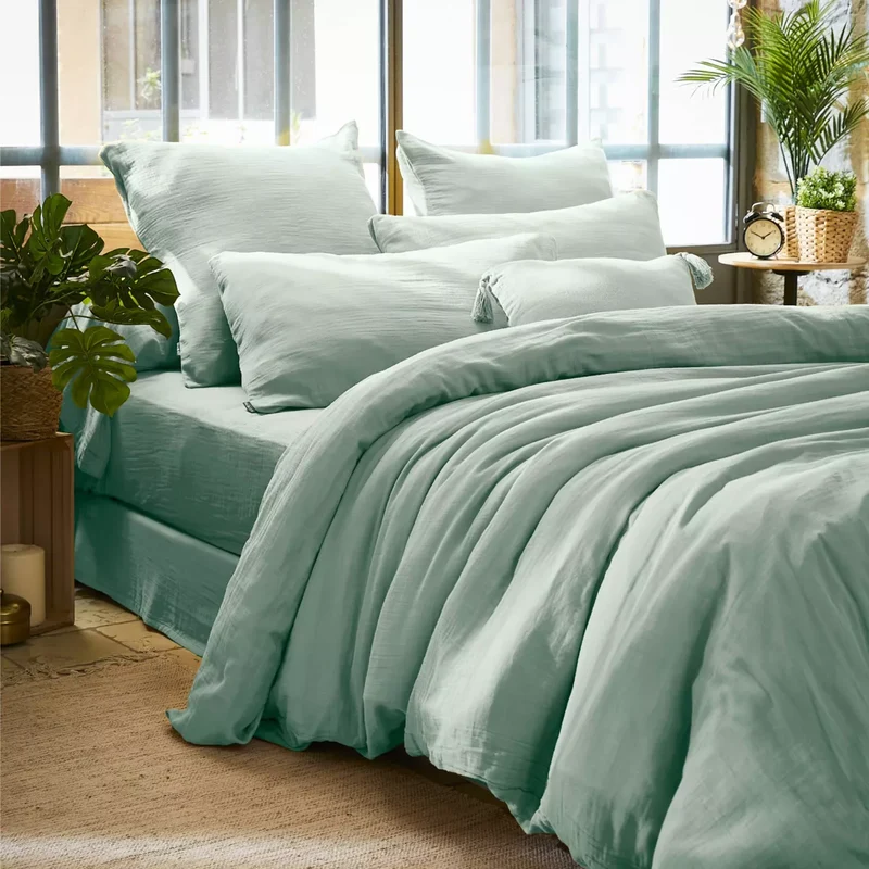 GAIA - Linge de lit gaze de coton Céladon Eucalyptus