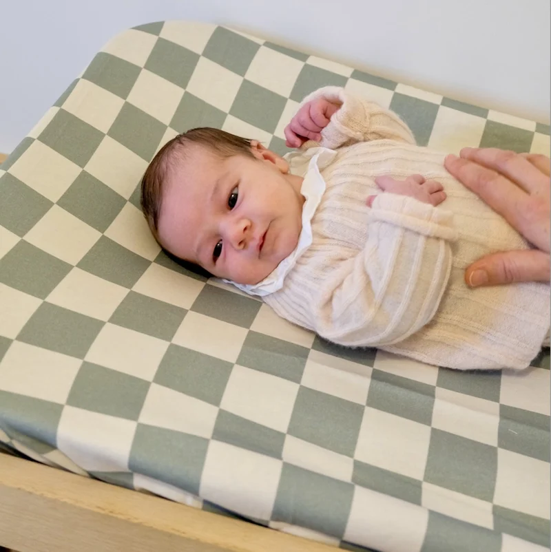 Housse matelas à langer Damier Céladon