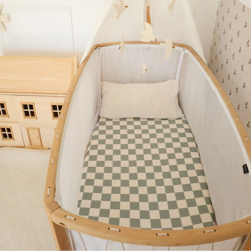 Drap Housse Damier Céladon