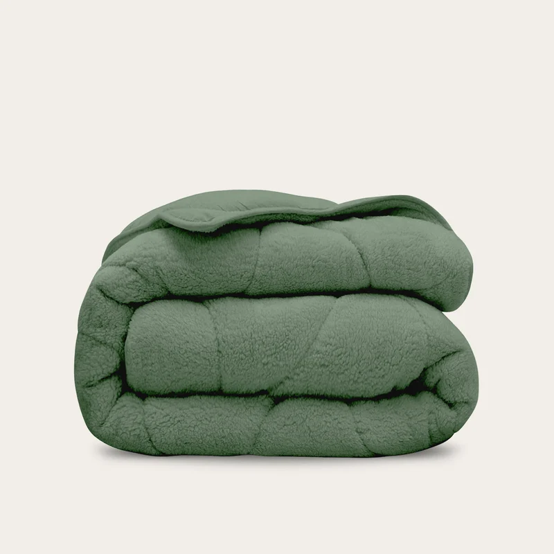 Wasbaar All Season Dekbed | Teddy Wave | Dark Green