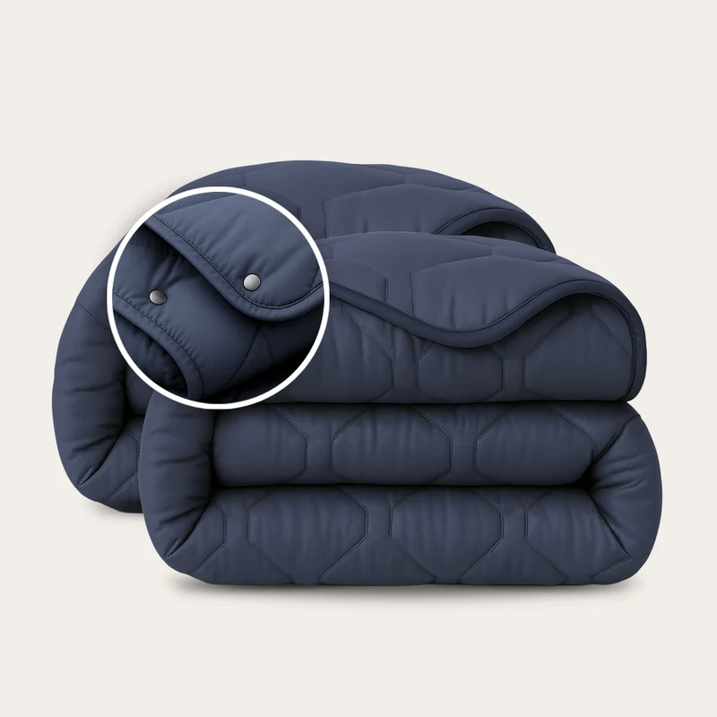 4-Seizoenen Dekbed | Glossy Dark Blue | Afstelbaar
