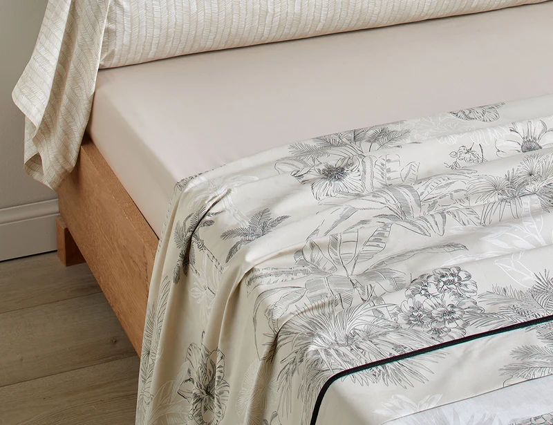 Drap plat Percale de coton - CARNET DE VOYAGE Sable