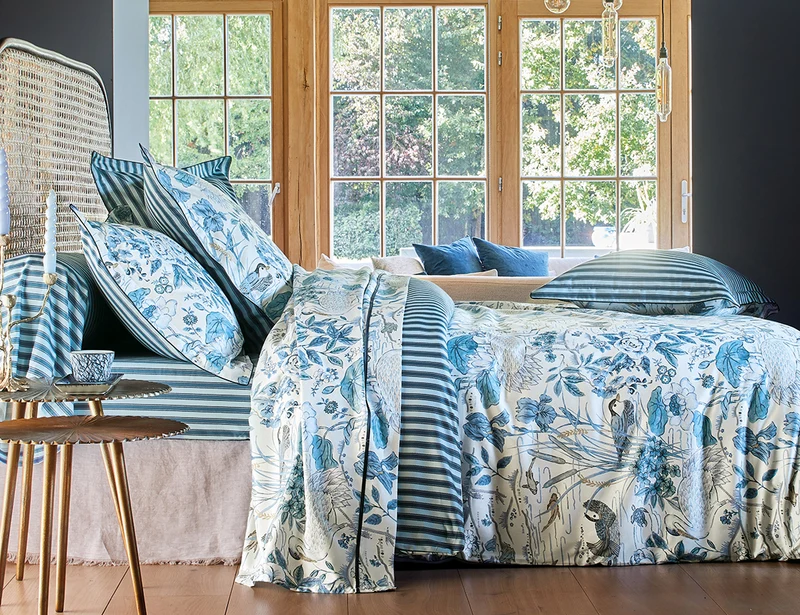 WATER GARDEN Bleu - Satin de coton