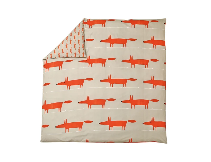 Housse de couette Percale de coton - MR FOX Mandarine