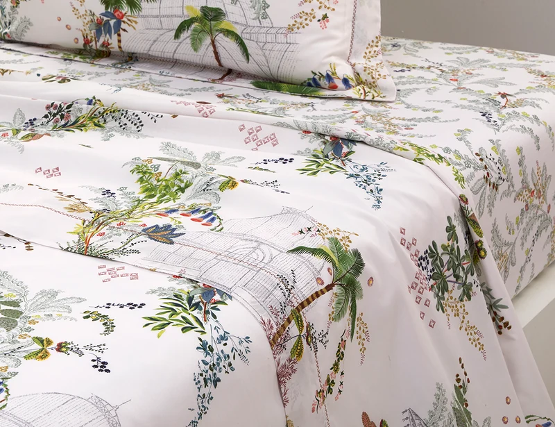 Drap plat Batiste de coton - JARDINS
