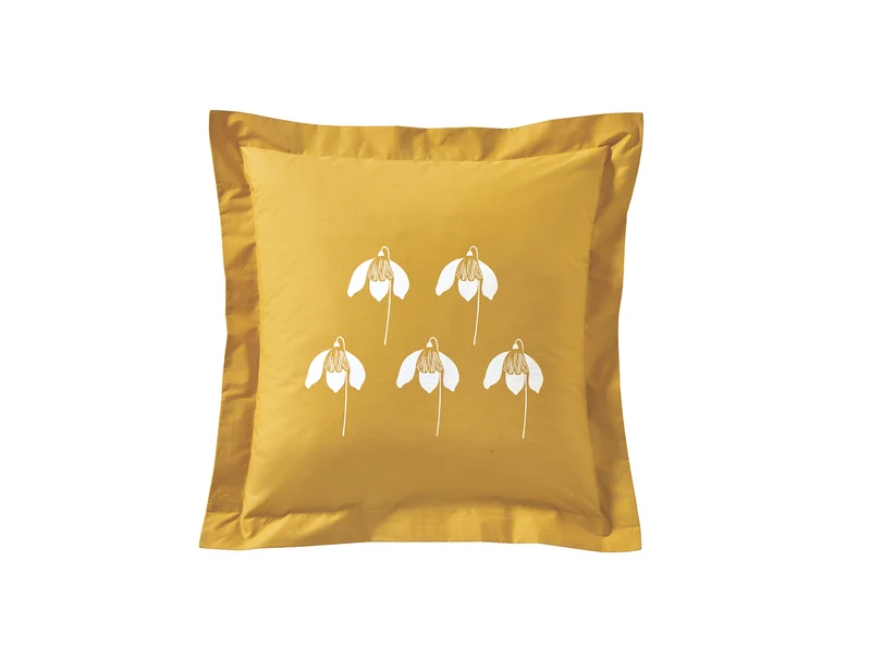 Taie d'oreiller Percale de coton - SNOWDROP Ocre