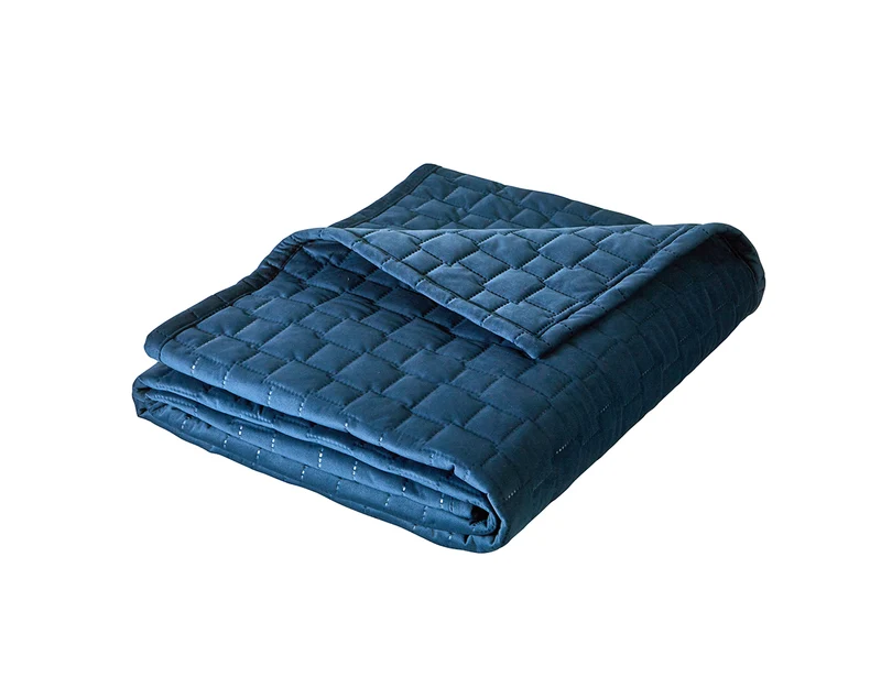 Dessus de lit Velours matelassé - SPIRIT Indigo