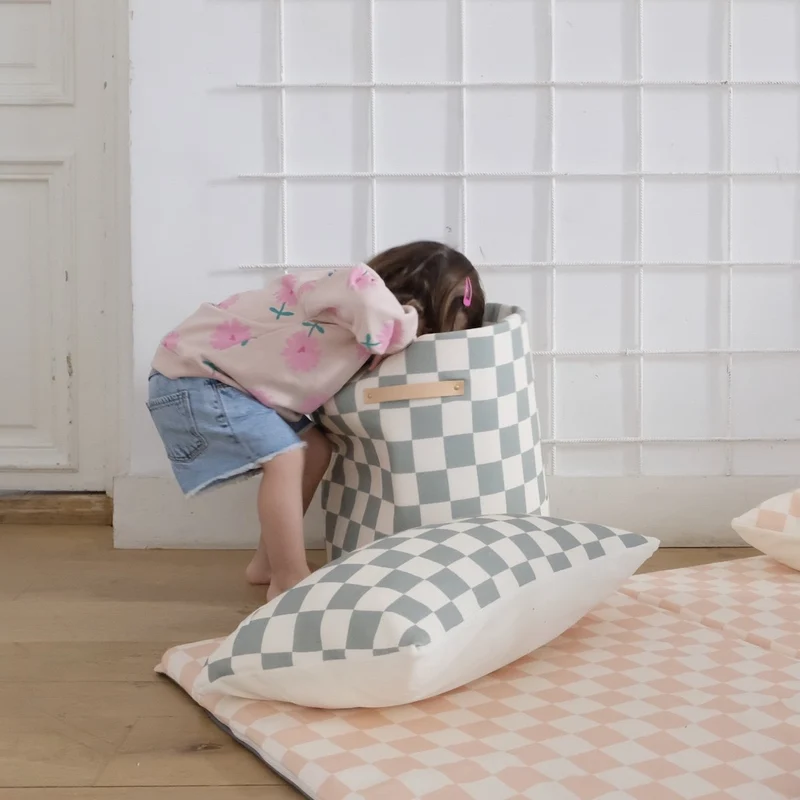 Coussin +One Damier Céladon