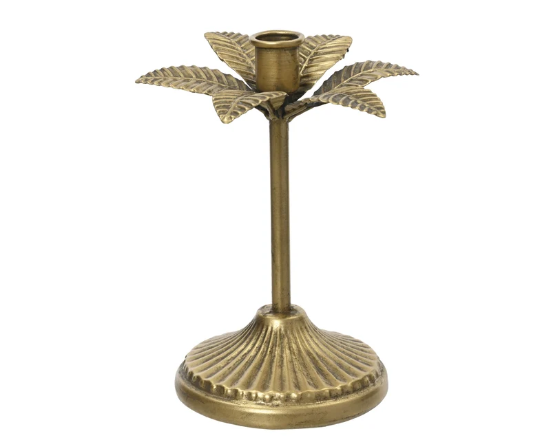 PALMIER Bougeoir métal doré H 19,5 cm