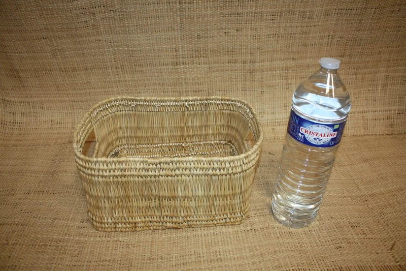 Corbeille de rangement osier Bac tressé rotin Panier rangement paille - Naturel Artisanal Décoration -