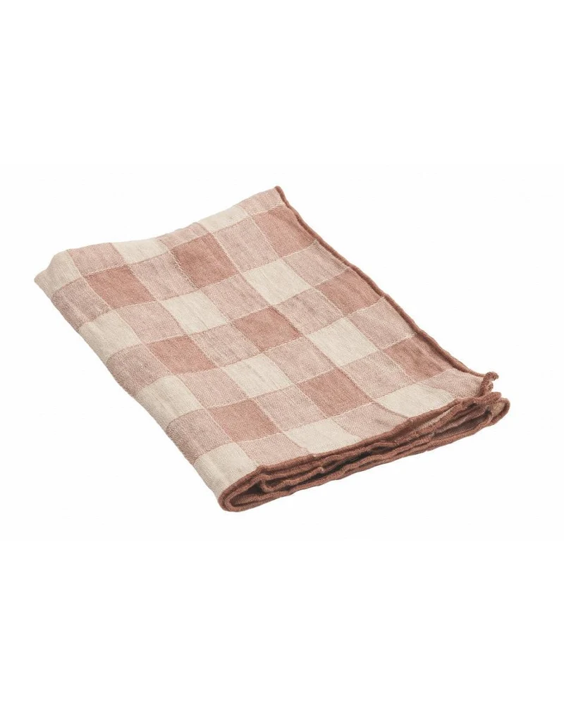 Serviette Bourdon Toile Vintage Vichy, Bois de Rose