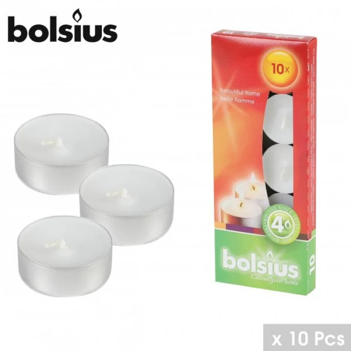 Lot de 10 Bougies chauffe plats - Longue durée 4 Heures - "Fabrication Bolsius"