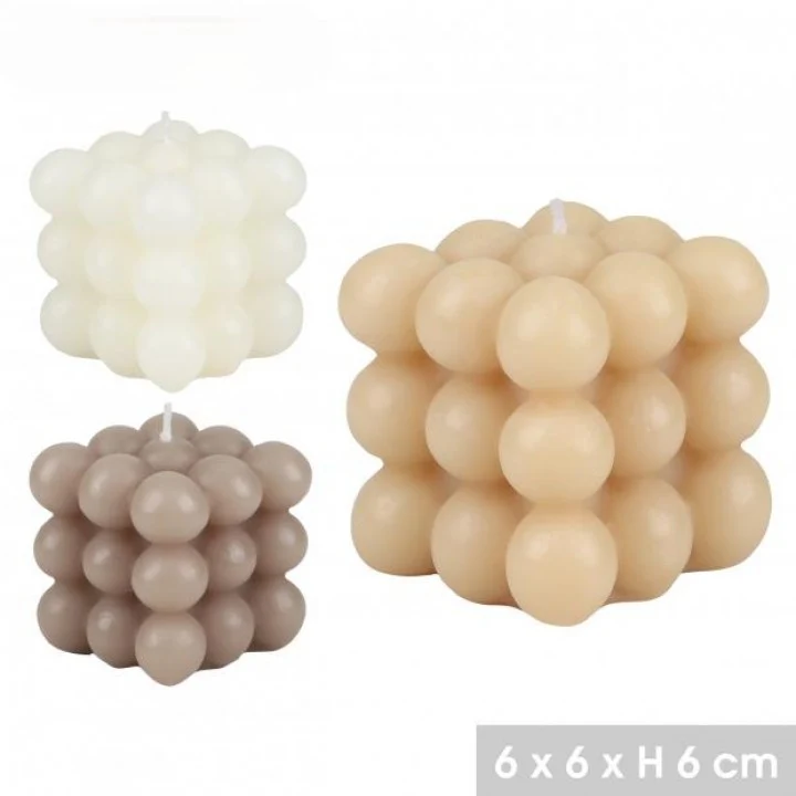 Bougie Bubble - forme bulle/boule - 3 couleurs au choix