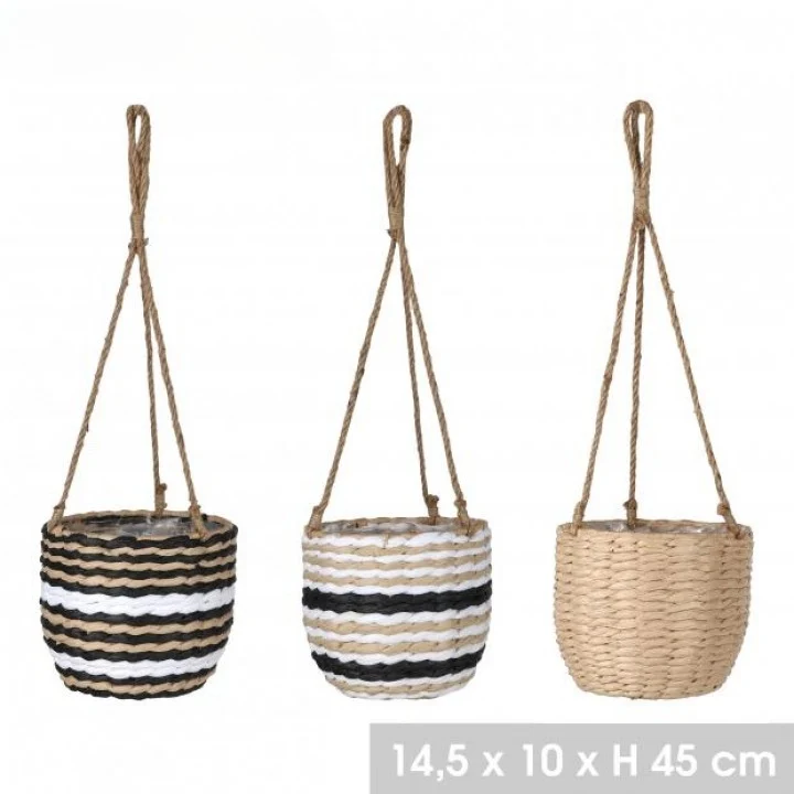 MAGNIFIQUE CACHE POT A SUSPENDRE RAPHIE - 3 COLORIS -