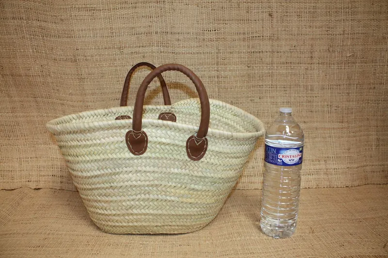 Cabas en Osier VEGAN : Parfait pour vos Courses ! Panier en Rotin pour le Marché & Sac de Plage en Paille ! Tressé en PALMIER + Anses Vegan