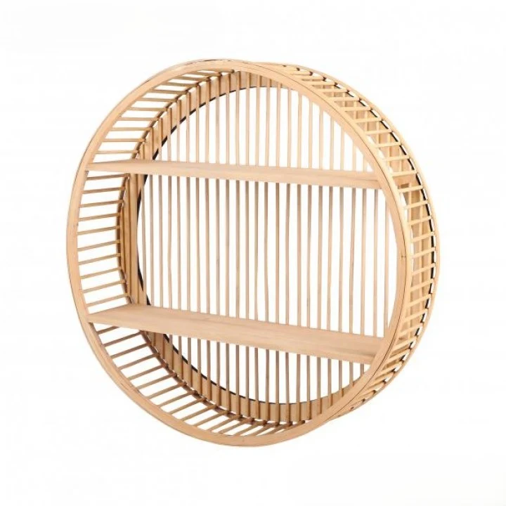 ETAGERE DESIGN ROND EN BAMBOU - 2 NIVEAUX - DIAMETRE 50CM