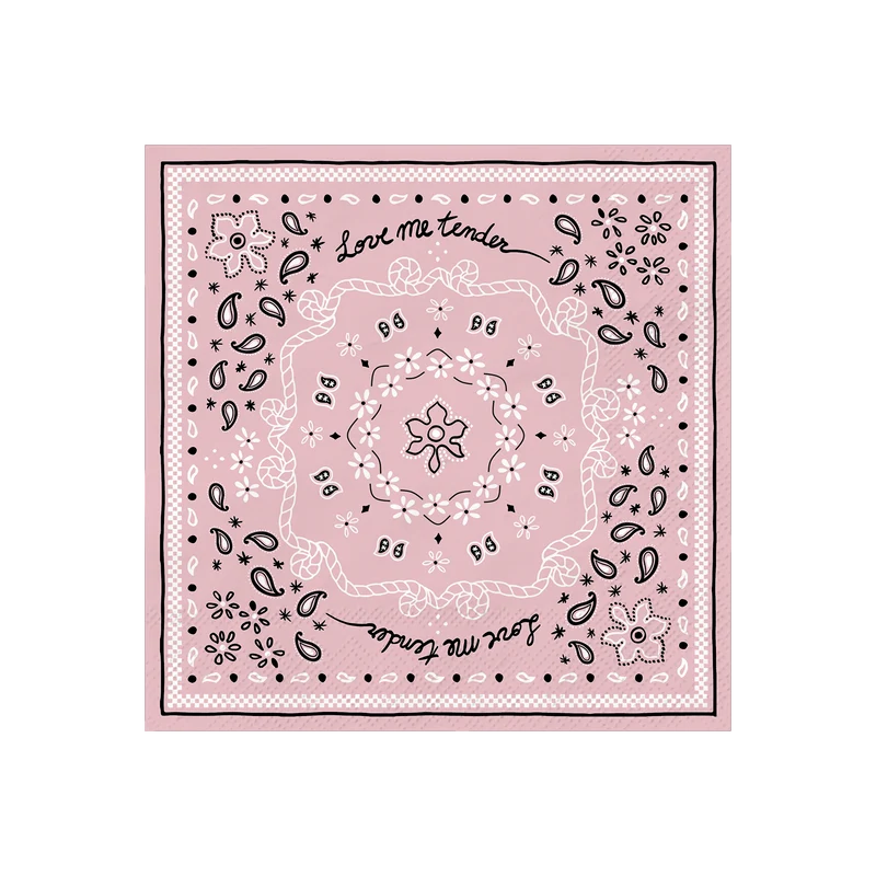 SERVIETTES PAPIER BANDANA - ROSE CLAIR