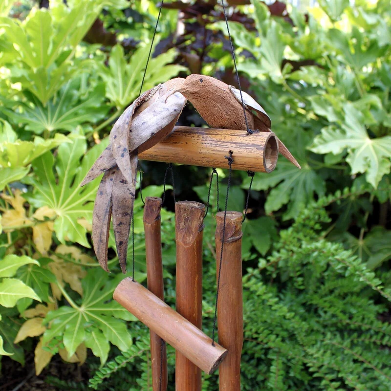 Carillons à vent 2 oiseaux en noix de coco